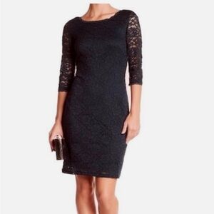 Black lace dress 3/4 sleeve, knee length